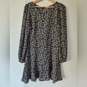 Mi Ami Long Sleeve Floral Mini Dress Medium